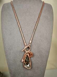 1 Stück asymmetrische Kristall elegante lange Pullover Kette Halskette