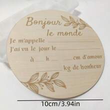 1 pièce Panneau de bienvenue en bois, design sculpté "Bonjour Le Monde", bois naturel, convient aux nouveaux parents et aux adolescents, cadeau pour les futures mères