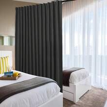 Patio Sliding Door Curtains - Extra Wide Curtains For Glass Door, Room Divider Blackout Thermal Curtain Panel With Back Tab & Rod Pocket For Bedroom Partition, 100 X 84 Inches, Greyish White - Black - View 6