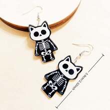 1对个性化亚克力印花骷髅猫吊坠耳环（女士款）