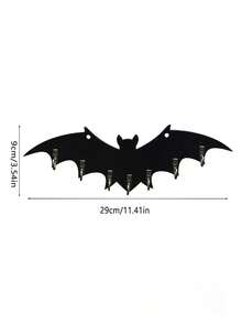 1pc Halloween Bat Key Hook - Gothic Vampire Wall-Mounted Jewelry Organizer & Decor, Wood With Multiple Hooks For Necklaces, Keys, Gothic Home Decor, Easy Installation, Halloween Decorations, Key Holder, Spooky Decor, Construction, Wall Decor, Accessory Storage(Without Lanyard) - Multicolor - View 2