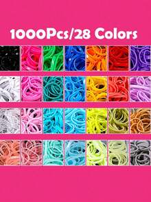 Bộ 1003 dây buộc tóc co giãn nhiều màu ngẫu nhiên, 28 màu sắc, dây buộc tóc mini mềm mại, phụ kiện tóc cho bé gái. - Nhiều màu - Xem 3