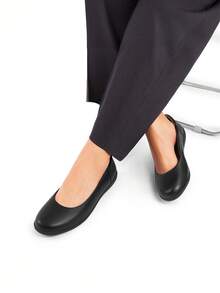 Women Ballet Flats Comfortable Round Toe Slip On Ballerina Flats Casual Office Dressy Work Shoes - 黑色 - 查看 8