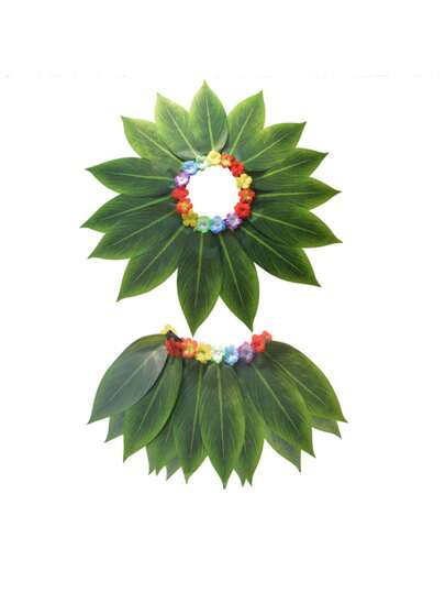 1PC Green Grass Skirt Hawaiian Costume For Beach Summer Parties Unisex Tropical Luau Wear Perfect For Adults And Men And Women Ideal For Summer Celebrations And Outdoor Events Halloween