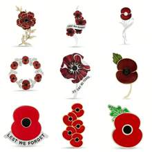 Auf dass wir nicht vergessen Rote Emaille Blumen Mohn Brosche Rucksack für Schule Büro Accessoires Hemden Jacken Schmuck Weihnachten Halloween Kleidung Anstecker Lustig Süß Lehrer Geschenke
