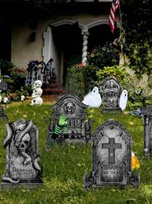 6 pezzi Decorazioni per tombe di Ognissanti con picchetti - perfette per cimitero all'aperto e decorazioni da prato