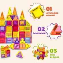 Bloques de construcción magnéticos de tamaño mini, juego de construcción magnética de 60/100/130 piezas, bloques magnéticos, juguetes de apilamiento 3D STEM, juguetes con imanes y juguetes de construcción con imanes para niños y niñas de 3+ años - Multicolor - Ver 7