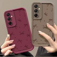 Phone Case For Samsung Galaxy A56/A26/A16/A36/A55/A54/A52/A52s/A06/A14 4G/A15 5G, Stylish Polka Dot Bow Tie Sky Eye Ladder Design - Compatible With Galaxy A33/A34/A35/A05/A05s/A12/A13/A25/A53/A51/A71, Classic Unique Anti-Shock Soft New Women's Cover - 酒紅色 - 查看 9