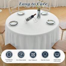 Round Tablecloth, 10 Pack 120inch Stain And Wrinkle Resistant Polyester Table Cloth, Decorative Fabric Table Cover For Kitchen, Dinning, Party, Wedding Round(White)