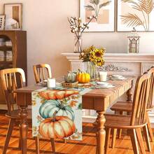 1/108 piezas Camino de mesa con impresión digital de calabazas y hojas de arce de otoño y Acción de Gracias - Decoración para ambiente de reunión familiar en Acción de Gracias, adecuado para fiestas festivas, regalos, decoración de temporada de cosecha de otoño