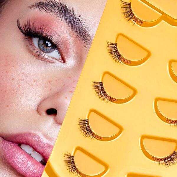 5pairs Natural Looking Reusable False Eyelashes Cat Eye Design With Inner Corner & Outer Corner Intensified(2-10mm)
