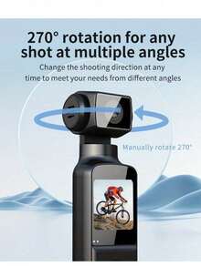 便携式 4K 运动相机，配备 270° 旋转镜头和 1.33 英寸 CMOS - USB 充电，内置麦克风，轻巧设计，适用于 VLOG、直播、户外探险、视频博客 | 旋转镜头相机 | 耐用相机，VLOG 相机