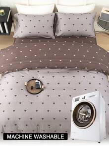 3pcs Heart Pattern Bedding Set (1 Duvet Cover And 2 Pillow Shams), Soft & Skin-Friendly, Suitable For Home Decor, Valentine's Day Gift, All Seasons