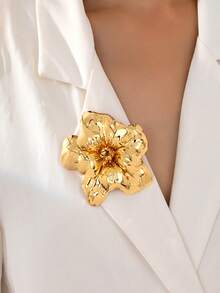 不对称大花胸针，精致优雅的设计，适合女性情人节、妈妈、母亲、母亲节、礼物 - 金黃色 - 查看 7