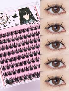 96片装假睫毛套装，CC卷翘，免胶设计，卡通风格化妆睫毛。完美契合动漫和时尚造型 - 初学者友好，持久耐用，轻盈易造型。可重复使用。睫毛簇，睫毛簇，单根睫毛，睫毛，假睫毛 - CC - 查看 7