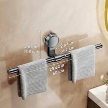 2-Piece Upgraded Suction Cup Towel Rack, Bathroom Non-Perforated Bathroom Towel Pole, Kitchen Storage Rack, Bathroom Bath Towel Hanging Pole, Storage And Organization Hanging Rack - 灰色 - 查看 9