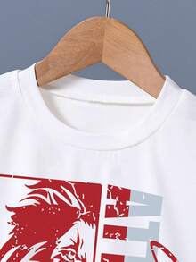 Áo thun tay ngắn in họa tiết hoạt hình và quần short cho bé trai mùa hè - Đỏ - Xem 3