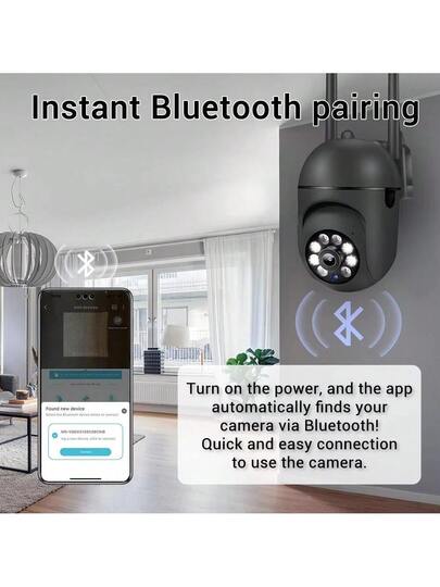 NEW 8MP 4K HD PTZ Wifi Camera Zwart Kam Pro Surveillance Cam 4X Digital Zoom Night Vision Human Detection Home Security Protection view 2