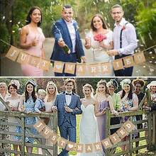 Rustikales Hochzeitsbanner aus Jute, vintage grobes Leinen Hochzeits-Girlande, Dekoration für Hochzeitsfeier, Geschenk