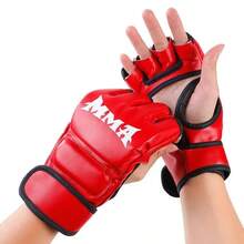 1 Pair Of Premium MMA Boxing Gloves For Adults - Half Finger, Durable PU Material, Adjustable Wrist And Secure Fit - Great For Training And Punching Bags - Perfect Christmas Gift, Available In White/Red/Black, Boxing Training Gear | Half Finger Gloves | PU Leather Gloves - trắng - Xem 2