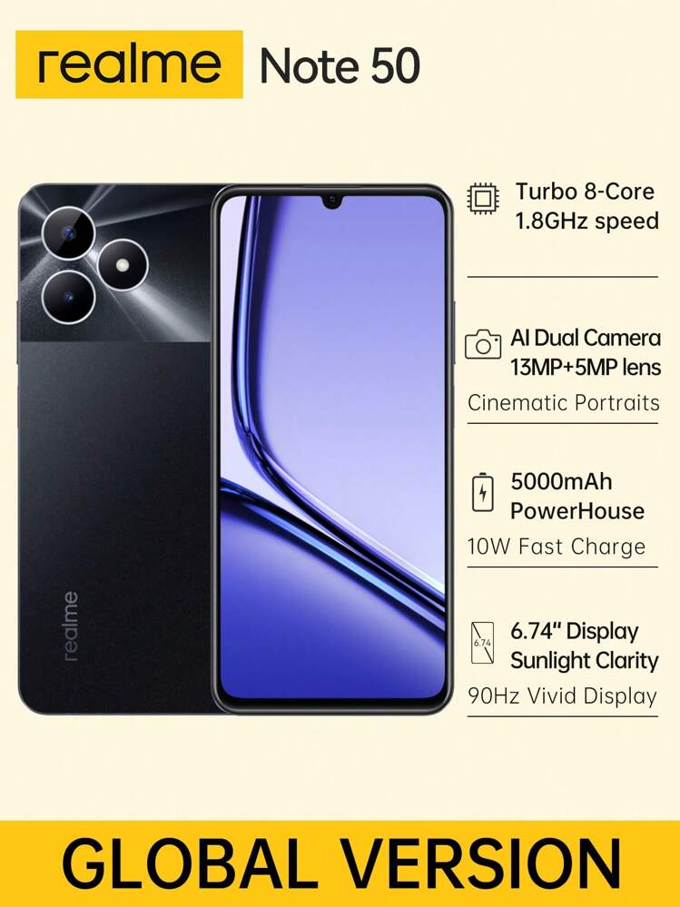 Realme Note 50 2024 グローバル アンロック スマートフォン