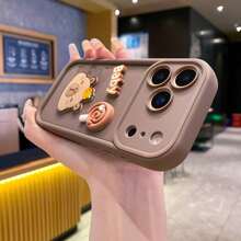 Mischievous + Phone Case, Compatible With Apple 16 Pro Max, 11/12/13/14/15/16 Pro Max, Galaxy S25/S22/23/24+, OPPO, VIVO, Redmi 13C+, Moto G, Redmi NOTE 13C/12/11 PRO, Enjoy/Honor, OPPO Phone Cases Waterproof Shockproof Anti-Fall Scratch Resistant - Brown - View 4