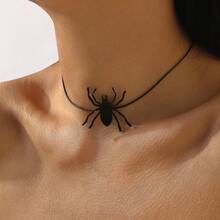 Mydear 1 件哥特式黑暗趣味假蜘蛛女巫帽蝙蝠项链，适合女性万圣节派对佩戴 - 黑色 - 查看 4