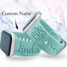 Personalized Watch Band Compatible With Watch Monogram Name Watch Band Silicone Watch 38/40/41 42/44/45 Strap Laser Engraved Gift