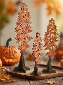 1 件/3 件橙色秋季树桌面装饰套装 - 质朴的秋季感恩节桌面装饰，丰收枫树林立树可用作桌面中心装饰，壁炉架展示，农舍分层托盘场景，秋季丰收树桌面装饰秋季感恩节展示中心装饰质朴的森林风格装饰品，适用于客厅厨房卧室入口派对装饰秋季装饰万圣节秋季装饰