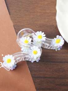 1 件夏季花卉大爪夹，10 件雏菊花 PVC 发爪夹，发爪用于盘发，几何半发髻发夹，女士百搭发饰，婚礼新娘，日常佩戴，海滩配饰时尚发夹女士发夹花夹用于头发秋季配饰