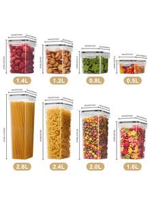48pcs Sealed Food Storage Containers With LIDS - Lunch Boxes Ideal For Organizing And Storing Grains, Rice, Pasta, Tea, Nuts And Coffee Beans In A Kitchen Pantry - Can Be Used For Dishwasher Washing, Including Labels And Markers - Black and White - View 3
