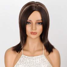 Women's Golden Brown Wig 16 In Layered Wig Synthetic Hair For Everyday - Piano Color - View 5