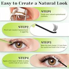 自然睫毛套装 154 片 DIY 睫毛套装 纤细睫毛套装 10-18 片混合装，含粘合剂和封层卸除剂以及镊子，睫毛簇 - 黑色 - 查看 8