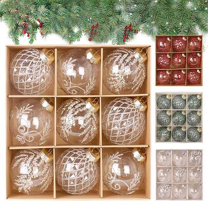 9 Quả cầu trang trí Giáng sinh - Quả cầu trang trí cây thông Noel trong suốt, Bộ quả cầu trang trí đám cưới ngày lễ sơn 8cm | Đồ trang trí chống vỡ để trang trí cây thông Noel, Đồ trang trí mặt dây chuyền treo cây cao cấp để trang trí, Bóng Giáng sinh trong suốt, Mặt dây chuyền cây thông Noel, Đồ trang trí cây thông Noel Đồ trang trí Giáng sinh Trang trí phòng mùa đông Đồ trang trí Giáng sinh Quà tặng Giáng sinh Trang trí Giáng sinh