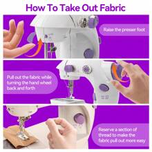 IAGREEA迷你电动缝纫机，6V直流便携式缝纫工具，带自动绕线器、脚踏板和夜灯 | 两档速度，适用于1-5层布料 | 旅行、宿舍、房车和家庭使用的理想之选 | 可用于纽扣修补、缝边、DIY手工 | 节日礼盒套装，包含8个线轴、剪刀和卷尺