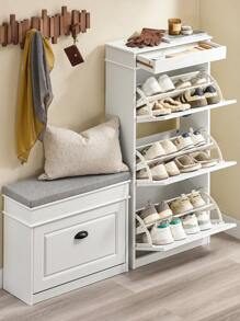 SoBuy 3 Flip-Drawers Shoe Cabinet Shoe Rack Shoe Storage Cupboard Organizer Blue W53 X D24 X H118cm FSR94-B - Black and White - View 2