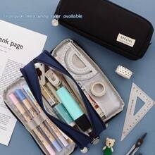 1 pieza Estuche de lápices negro, estuche de lápices de gran capacidad, bolsa de lápices de apertura doble, estuche de lápices multifuncional para la escuela, estuche de lápices, bolsa de lápices, suministros para estudiantes, bolsa de almacenamiento para el escritorio, artículos de papelería educativos, suministros de oficina, regalo, estuche de lápices creativo