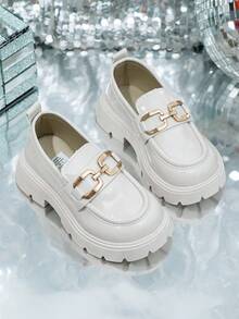 一双男女儿童英伦2025皮鞋公主鞋春秋新款黑色女童鞋软底乐福鞋超软 - 白色 - 查看 2