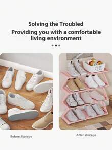 1 Pieza Estantería para Zapatos con Diseño en Z de 4 Niveles, Ensamblaje Fácil sin Herramientas, Instalación Sencilla, Adecuado para Entrada/Pasillo/Dormitorio/Baño, Diseño de Pie Ahorrador de Espacio, Estantería para Almacenamiento de Zapatos, Diseño Apilable, Esencial Multifuncional para el Hogar y Dormitorio, Decoración de Habitación, Estantería para Zapatos, Estante, Almacenamiento de Zapatos, Opciones de Color Negro/Rosa/Blanco, Vuelta al Colegio