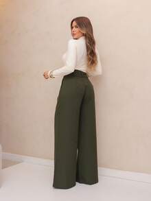 YING ZI Women Pants - Army Green - View 2