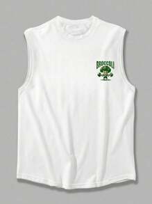 GRDR 男士夏季西兰花和哑铃印花休闲无袖背心