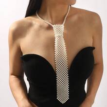 1 Piece New Pearl Tie, Hot-Selling Popular Pearl Handmade Neck Accessory, French Design Sense Elegant INS Style Tie - Gold - View 3