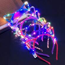 Set van 5/10 LED-pluche konijnenoren - Pluche scrunchies in verschillende kleuren voor concerten, feesten en evenementen, niet-metaalachtig, geschikt voor tieners en volwassenen. Halloween
