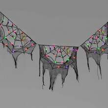 70" LED Lit Spider Webs With Gauze Halloween Novelty Silhouette Lights