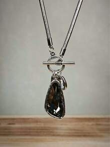 1 Stück asymmetrische Kristall elegante lange Pullover Kette Halskette