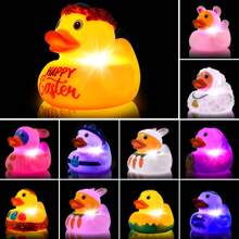 Light Up No Hole Duck Bath Toys Set, Glitter Colorful Bathtub Floating Water Toys, Great Gifts For Bathroom Water Tub Games Pool Party
