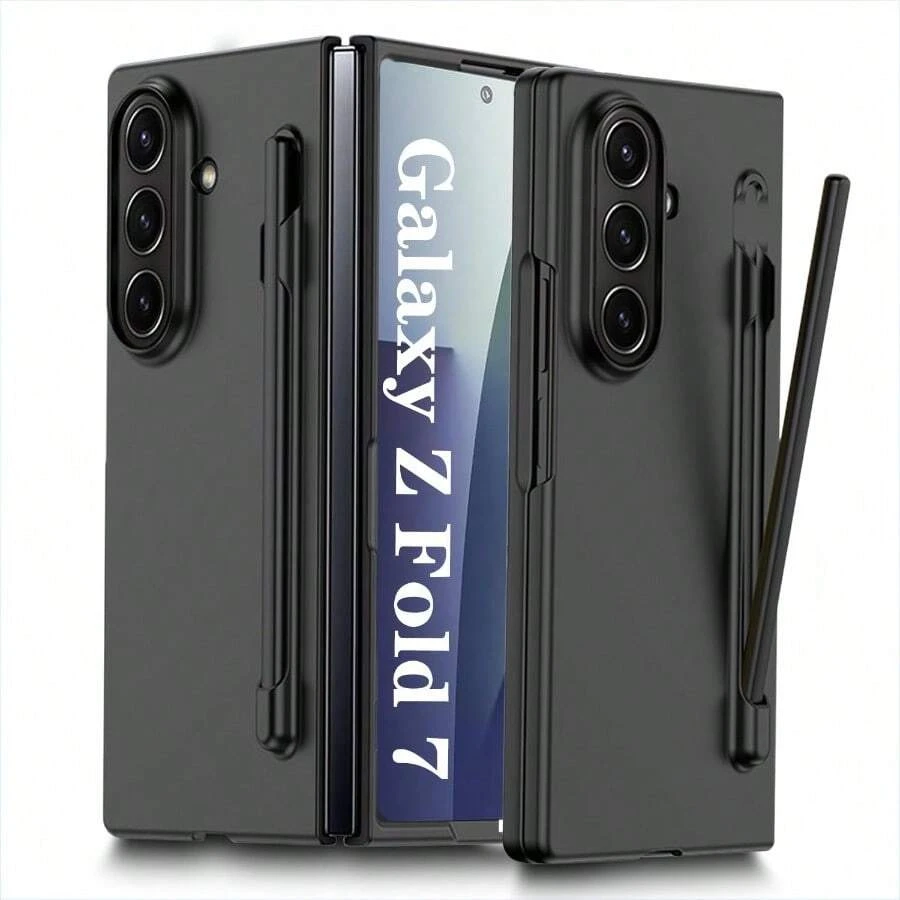 DAstter For Samsung Galaxy Z Fold 7 Case With S Pen HoldeGalaxy Z Fold7 With Screen Protector Shockproof DropProof Slim Hard PC Protective Cover For Samsung Z Fold 7Black7001 - màu đen - Xem 1
