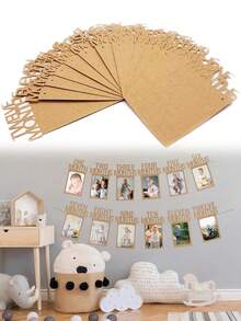 1st Birthday Photo Banner For Baby From 1 Months To 12 Months, First Birthday Decorations Boy Girl Monthly Milestones Garland | First Birthday Photo Banner Pre-Strung With Frame,Baby's First Birthday Party Supplies, Decorative Banners