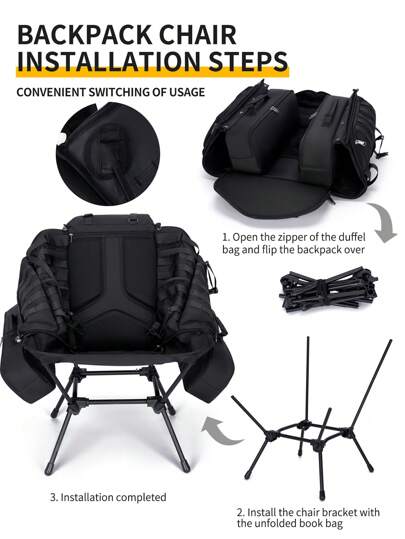 Convertible Backpack With Foldable Seat – All-In-One Portable Camping Gear, Insulated Thermal Pocket, Large Capacity Multi-Compartment Design For Outdoor Hiking, Survival, Adventure & Fishing Enthusiasts (Durable, Lightweight, Hands-Free Convenience) Gym Bag Running Accessories Sports Bag For Women