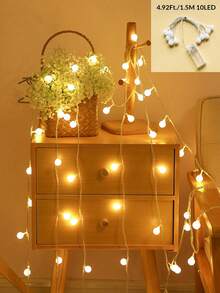 1条 1.5/3/6米 经典家居装饰小白球串灯，室内装饰LED球形串灯，室内房间/卧室墙壁装饰灯，户外露营帐篷装饰灯，户外花园装饰灯 - 小白球 - 查看 19